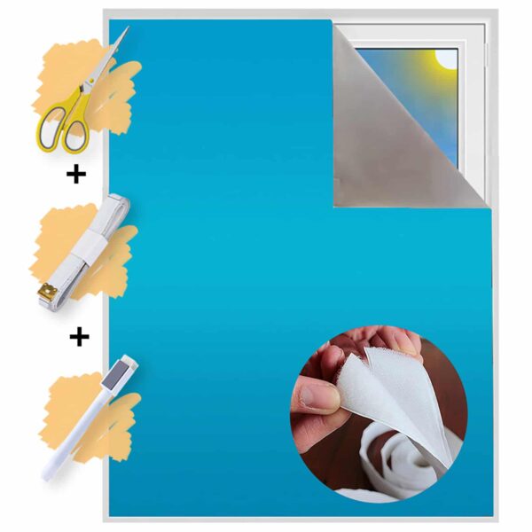 sunce24 fenster verdunklung verdunklungsstoff türkis mit klerttband